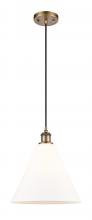 Innovations Lighting 516-1P-BB-GBC-121-LED - Berkshire - 1 Light - 12 inch - Brushed Brass - Cord hung - Mini Pendant
