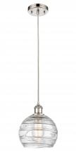 Innovations Lighting 516-1P-PN-G1213-8-LED - Athens Deco Swirl - 1 Light - 8 inch - Polished Nickel - Cord hung - Mini Pendant