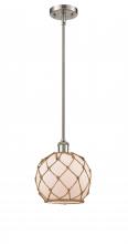 Innovations Lighting 516-1S-SN-G121-8RB-LED - Farmhouse Rope - 1 Light - 8 inch - Brushed Satin Nickel - Mini Pendant