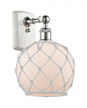 Innovations Lighting 516-1W-WPC-G121-8RW-LED - Farmhouse Rope - 1 Light - 8 inch - White Polished Chrome - Sconce