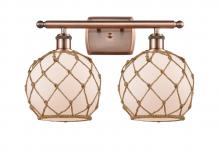 Innovations Lighting 516-2W-AC-G121-8RB-LED - Farmhouse Rope - 2 Light - 18 inch - Antique Copper - Bath Vanity Light