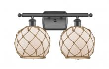 Innovations Lighting 516-2W-OB-G121-8RB-LED - Farmhouse Rope - 2 Light - 18 inch - Oil Rubbed Bronze - Bath Vanity Light