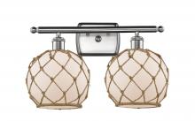 Innovations Lighting 516-2W-SN-G121-8RB-LED - Farmhouse Rope - 2 Light - 18 inch - Brushed Satin Nickel - Bath Vanity Light