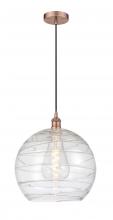 Innovations Lighting 616-1P-AC-G1213-14-LED - Athens Deco Swirl - 1 Light - 14 inch - Antique Copper - Cord hung - Pendant