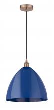 Innovations Lighting 616-1P-AC-MBD-16-BL-LED - Plymouth - 1 Light - 16 inch - Antique Copper - Cord hung - Mini Pendant