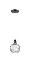 Innovations Lighting 616-1P-BK-G1215-6-LED - Athens Water Glass - 1 Light - 6 inch - Matte Black - Cord hung - Mini Pendant