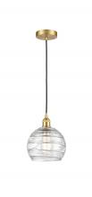 Innovations Lighting 616-1P-SG-G1213-8-LED - Athens Deco Swirl - 1 Light - 8 inch - Satin Gold - Cord hung - Mini Pendant