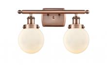 Innovations Lighting 916-2W-AC-G201-6-LED - Beacon - 2 Light - 16 inch - Antique Copper - Bath Vanity Light