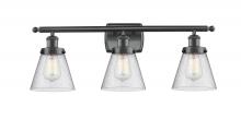 Innovations Lighting 916-3W-BK-G64-LED - Cone - 3 Light - 26 inch - Matte Black - Bath Vanity Light