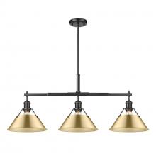 Golden 3306-LP BLK-BCB - Orwell 3-Light Linear Pendant in Matte Black with Brushed Champagne Bronze