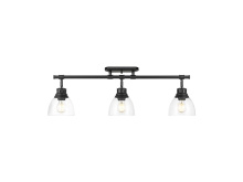 Golden 3602-3SF BLK-CLR - Duncan 3-Light Semi-Flush - Track Light in Matte Black with Clear Glass
