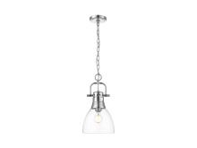 Golden 3602-S CH-CLR - Duncan Small Pendant with Chain in Chrome with Clear Glass