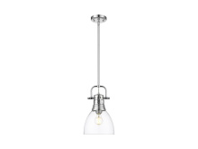 Golden 3604-S CH-CLR - Duncan Small Pendant with Rod in Chrome with Clear Glass