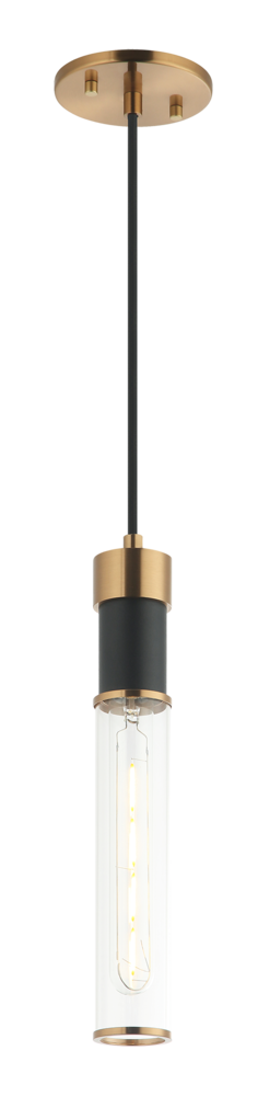 Tubo Matte Black + Aged Gold Brass Pendant