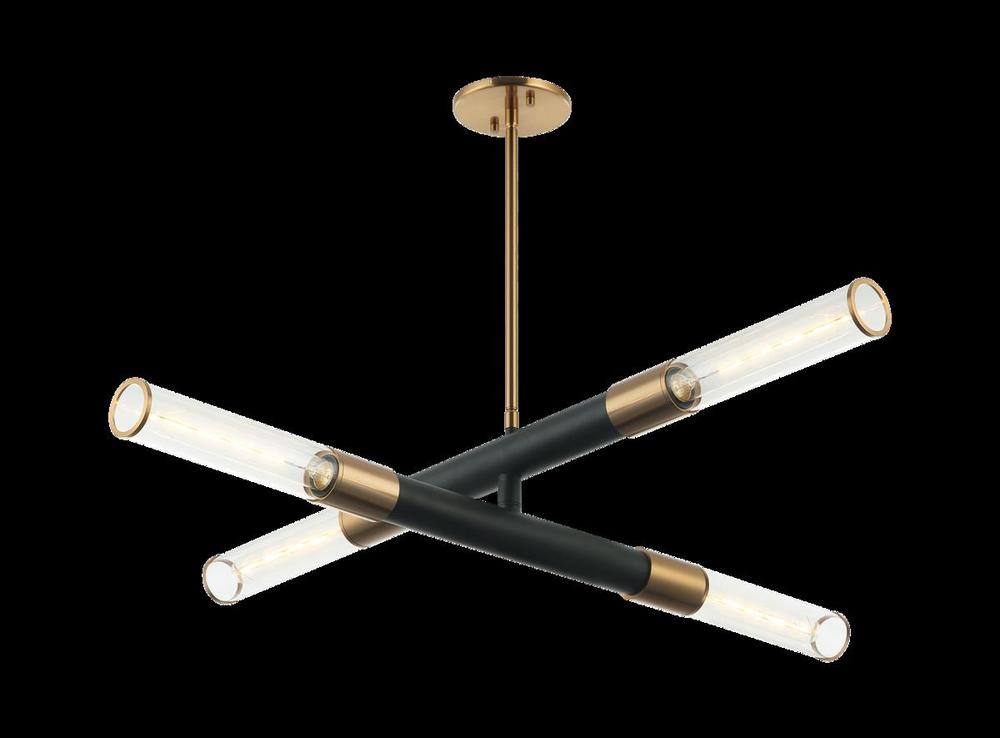 Tubo Matte Black + Aged Gold Brass Pendant