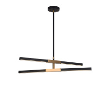 Matteo Lighting C64738MBAG - Lineare Matte Black and Aged Gold Brass Pendant