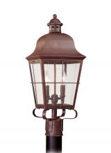 Generation Lighting 8262EN-44 - Chatham traditional 2-light LED outdoor exterior post lantern in weathered copper finish with clear