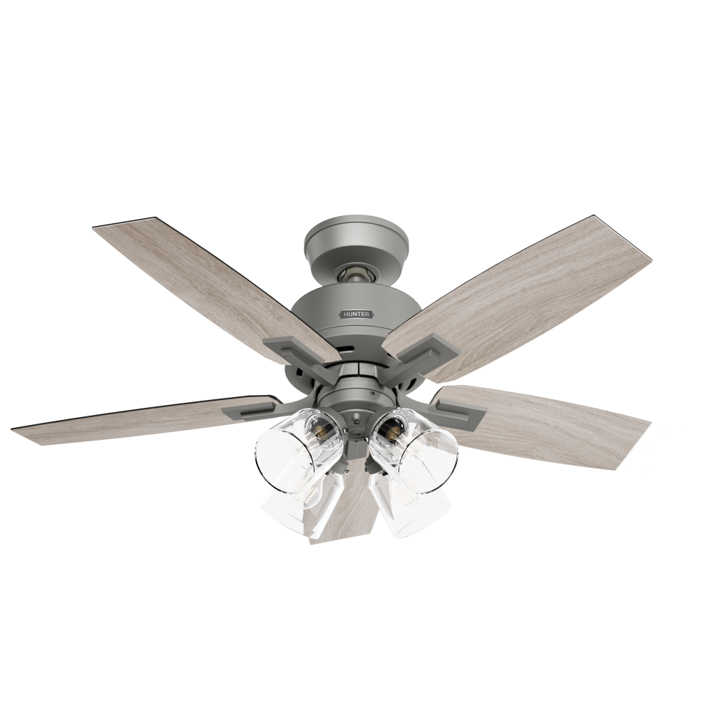 Hunter 44 in Gatlinburg HunterExpress Matte Silver Ceiling Fan with LED Lt Kit and Handheld Remote