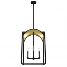 Hunter 19733 - Hunter Dukestown Natural Black Iron and Gold Leaf 4 Light Pendant Ceiling Light Fixture