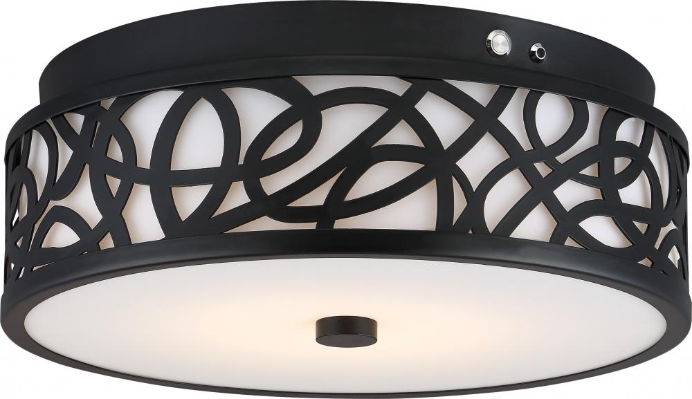 LED 20W - Flush with White Acrylic Lens- Aged Bronze Finish- 120-277V - 120-277V