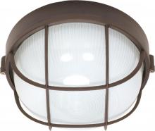 Nuvo 60/563 - 1-Light Round Caged Die-Cast Bulkhead Light in Architectural Bronze with Glass Lens and (1) 18W GU24