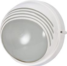 Nuvo 60/564 - 1-Light Round Hooded Die-Cast Bulkhead Light in Semi Gloss White with Glass Lens and (1) 13W GU24