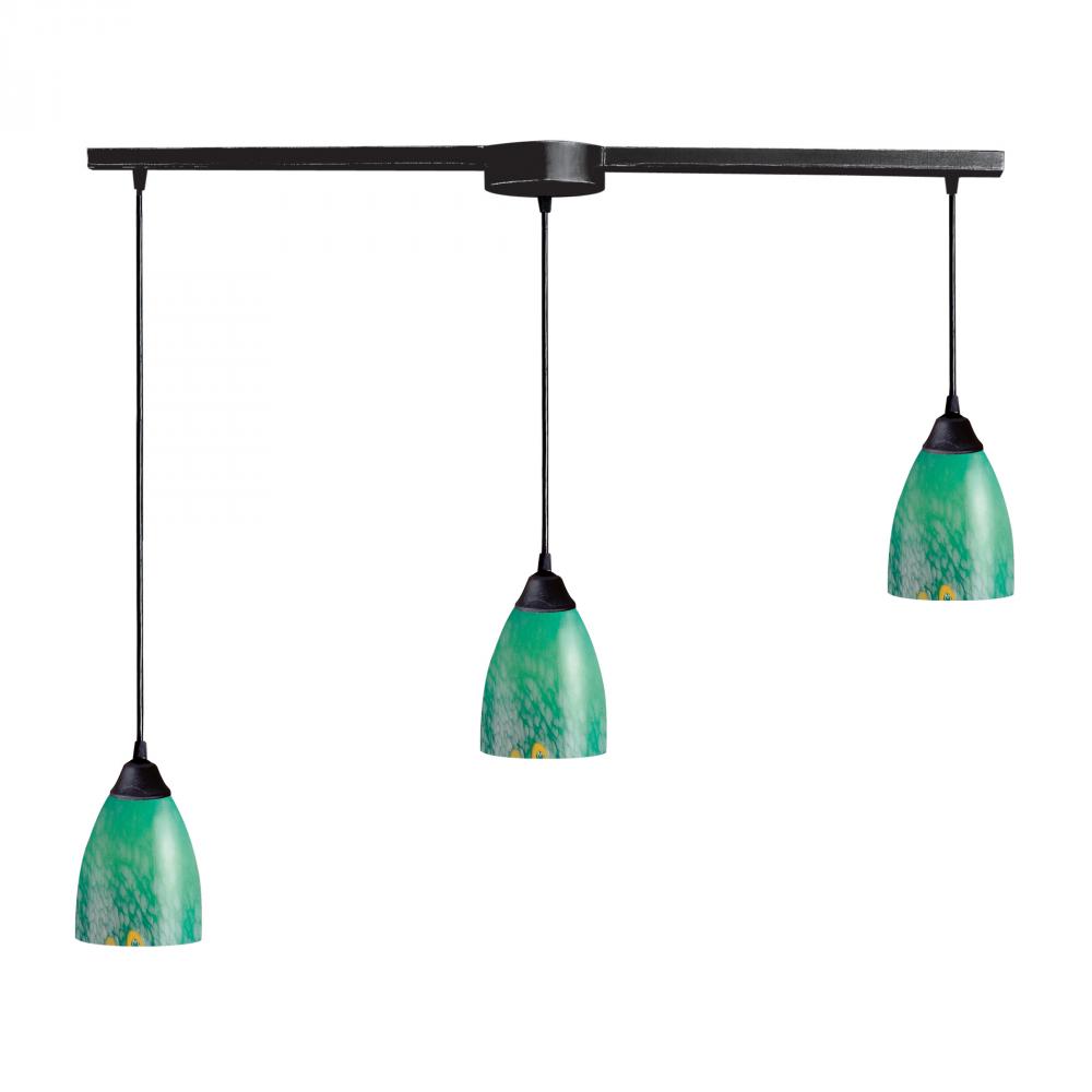 Three Light Dark Rust Multi Light Pendant